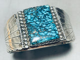 One Of The Best Ever Vintage Native American Navajo Spiderweb Turquoise Sterling Silver Bracelet-Nativo Arts