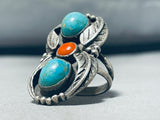 Impressive Vintage Native American Navajo Blue Gem Turquoise Sterling Silver Ring-Nativo Arts