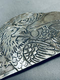One Of The Most Detailed Vintage Native American Navajo Sterling Silver Eagle Buckle-Nativo Arts