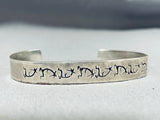 Delicately Hand Carved Intricate Vintage Native American Navajo Sterling Silver Bracelet