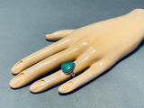 Gorgeous Vintage Native American Hopi Green Turquoise Sterling Silver Ring-Nativo Arts
