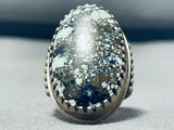 One Of The Best Vintage Native American Navajo Spiderweb Turquoise Sterling Silver Ring-Nativo Arts