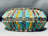 6 Inch Wrist Best Dave Freeland Vintage Inlay Turquoise Sterling Silver Bracelet-Nativo Arts