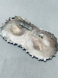 Huge 4 Inch Long 80 Grams Vintage Native American Navajo Turquoise Sterling Silver Pin-Nativo Arts