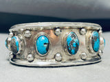 Authentic Early Deposit Bisbee Turquoise Vintage Native American Navajo Sterling Silver Bracelet-Nativo Arts