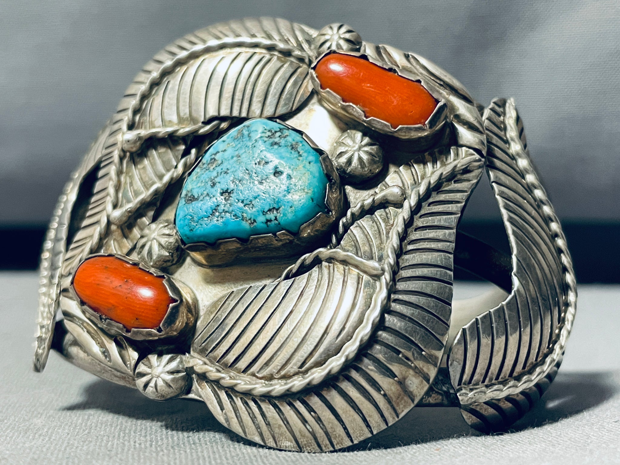Spencer Family Vintage Native American Navajo Leaves Turquoise