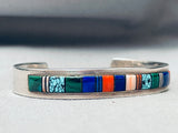 Native American 6.5 Inch Wrist Vintage Boyd Sterling Silver Inlay Bracelet Cuff-Nativo Arts
