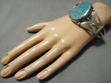 Opulent Vintage Native American Navajo X Flank Royston Turquoise Sterling Silver Bracelet-Nativo Arts