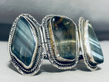 Hypnotic Vintage Native American Navajo Tiger Eye Jasper Sterling Silver Giant Bracelet-Nativo Arts