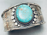 One Of The Best Vintage Navajo Carico Lake Turquoise Sterling Silver Bracelet-Nativo Arts