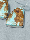Huge #8 Turquoise Vintage Native American Navajo Sterling Silver Slab Earrings