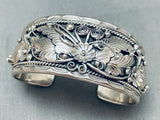 Highly Detailed Leaves Vintage Native American Navajo Sterling Silver Bracelet-Nativo Arts