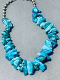 Incomparable Vintage Native American Navajo Old Kingman Turquoise Sterling Silver Necklace-Nativo Arts