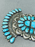 Justin Wilson Vintage Native American Navajo Blue Turquoise Sterling Silver Pin-Nativo Arts