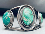 Important Vintage Native American Navajo Carico Lake Turquoise Sterling Silver Bracelet-Nativo Arts