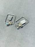 Special Vintage Native American Navajo Sleeping Beauty Turquoise Sterling Silver Dangle Earrings-Nativo Arts