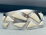 Very Rare Gil Nelson Special White Stone Vintage Native American Navajo Sterling Silver Bracelet-Nativo Arts