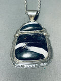 Stunning Signed Native American Navajo White Buffalo Sterling Silver J Piaso Jr Necklace-Nativo Arts
