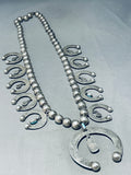 214 Gram Horseshoe Vintage Native American Navajo Sterling Silver Squash Blossom Necklace-Nativo Arts