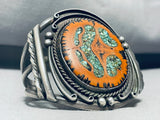 Walnut & Green Turquoise Inlay Vintage Native American Navajo Sterling Silver Bracelet-Nativo Arts