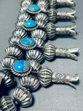 357 Grams!!!! Native American Navajo Turquoise Sterling Silver Squash Blossom Necklace-Nativo Arts