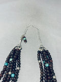 Native American Garnet Turquoise Rare Navajo Sterling Silver Necklace-Nativo Arts