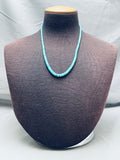 Very Early Graduating Turquoise Vintage Native American Navajo Sterling Silver Encklace-Nativo Arts