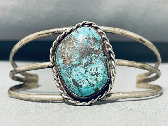 Elegant Vintage Native American Navajo Spiderweb Turquoise Sterling Silver Bracelet-Nativo Arts