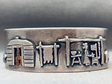 Important Clare Leee Vintage Native American Navajo Sterling Silver Hogan Bracelet-Nativo Arts