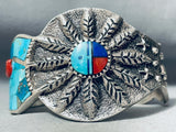 Heavy 105 Grams Vintage Native American Navajo Turquoise Inlay Sterling Silver Bracelet-Nativo Arts