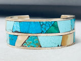 Important Keyenta Az Vintage Native American Navajo 7' Wrist Sterling Silver Inlay Bracelet-Nativo Arts