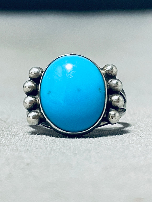 Exceptional Vintage Native American Navajo Sleeping Beauty Turquoise Sterling Silver Ring-Nativo Arts