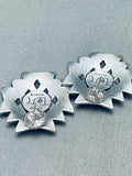 Hand Repoussed Diamonds Native American Navajo Sterling Silver Earrings-Nativo Arts