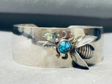 Buzzing Bee Vintage Native American Navajo Spiderweb Turquoise Sterling Silver Bracelet-Nativo Arts