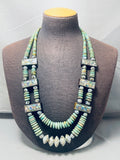 One Of Most Stellar Vintage Navajo Green Turquoise Sterling Silver Necklace-Nativo Arts