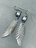 One Of The Best Vintage Native American Navajo Onyx Sterling Silver Earrings-Nativo Arts