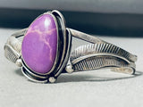 Very Rare Huge Sugilite Vintage Native American Navajo Sterling Silver Leaf Bracelet-Nativo Arts