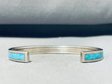 Brilliant Native American Zuni Blue Gem Turquoise Sterling Silver Robin Banteah Bracelet-Nativo Arts