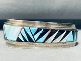 One Of The Finest 6.5 Inch Wrist Vintage Native American Navajo Sterling Silver Inlay Bracelet-Nativo Arts