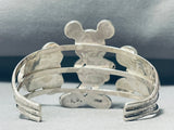 Native American Gasp! Zuni Mickey Mouse Huge Coral Sterling Silver Inlay Bracelet-Nativo Arts