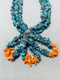 One Of The Finest Vintage Native American Navajo Spiderweb Turquoise Sterling Silver Necklace-Nativo Arts