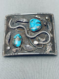 81 Grams Snake Vintage Native American Navajo Turquoise Sterling Silver Buckle Old-Nativo Arts