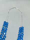 Circles Of Lapis Native American Navajo Sterling Silver Necklace-Nativo Arts