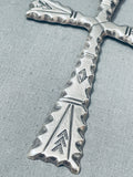 Massive Vintage Thick Native American Navajo Sterling Silver Stamped Pendant-Nativo Arts