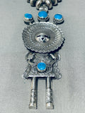 6 Inch Tall Kachina Native American Navajo Turquoise Sterling Silver Necklace-Nativo Arts