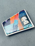 Important Vintage Native American Navajo Turquoise Sterling Silver Inlay Buckle-Nativo Arts