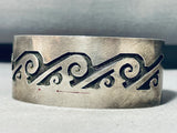 Impressive Vintage Native American Hopi Sterling Silver Overlay Waves Bracelet-Nativo Arts