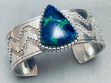 One Of The Best Vintage Native American Navajo Azurite Sterling Silver Bracelet Cuff-Nativo Arts