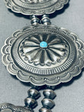 200 Grams Huge Vintage Native American Navajo Concho Sterling Silver Turquoise Necklace-Nativo Arts