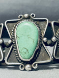 Sturdy Vintage Native American Navajo Green Turquoise Sterling Silver Bracelet-Nativo Arts